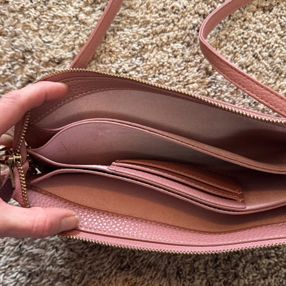 Tan Pink Leather Crossbody Bag - Picture 3 of 5